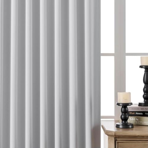 Image of Joydeco Curtains with Concealed Loops, Set of 2, H 220 x W 140 cm, Grey White Blackout Curtain, Rod Pocket, Blackout Curtains, Bedroom, Living Room