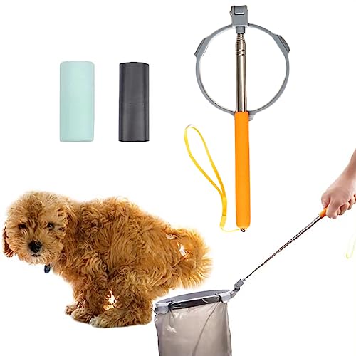 Image of BARKIE Dog Poop Catcher with 120 Bags - 52 inch Extendable Handle, No Cleaning Required After Use, No Residue Left Behind, Lightweight and Portable, Stainless Steel Construction, Ideal for Small Dogs