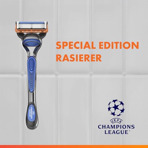 Gillette Fusion5 Rasierer Herren, UEFA Champions League Special Edition — Inkl. 1 Nassrasierer, 4 Ersatzklingen mit Gleitstreifen und 5 Klingen für Eine Langanhaltende Rasur und Rasiergel 200ml 4