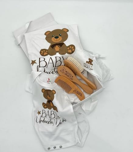 Custom Wooden Baby Brush Set | Personalized Wooden Baby Brush | Personalized Baby Gift Girls | Personalized Baby Gifts | Baby Brush and Comb Set | Custom Baby Gifts | Personalized Gifts Teddy Bear