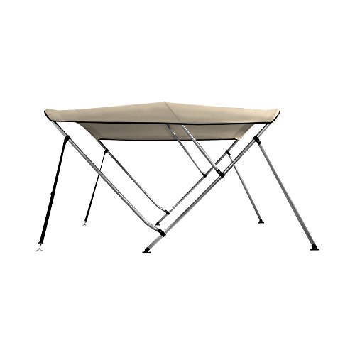 Msc 3 Bow 4 Bow Bimini Top Boat Cover With Rear Support Pole And Storage Boot (3 Bow 6'L X 46" H X 54"-60" W, Beige) #TOP2