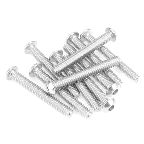 Image of 10 Pieces 1 /4-20 x 1-7 /8 inch Button Head Socket Cap Screws Bolts, HELIFOUNER 304 Stainless Steel (18-8) Screws, Bright Finish, Fully Threaded