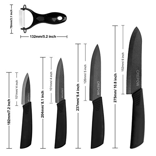 Ceramic knife, CREPOW 6 Piece Ceramic knife Set 6