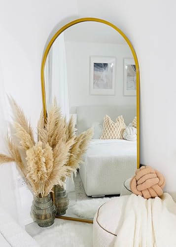 MirrorOutlet The Arcus - Gold Framed Modern Full Length Arched Leaner/Wall Mirror 71