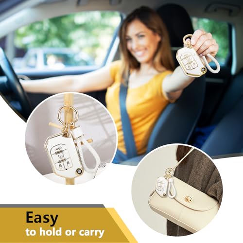 Image of for Jeep Key Fob Cover with Metal Braided Keychain, Upgraded Soft Case for Jeep Wrangler Rubicon Gladiator JL JLU JT Sahara JLU Flip (4 buttons) Fob Shell (Gold, C1)