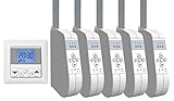 WIR elektronik, eWickler Standard 5 Fenster Funk-Set, eW930-F-M, 5x elektrischer Gurtwickler + 1x Funkuhr eU140, für 15mm Gurtband, Aufputz, bis 45Kg, Fahrtzeiten einstellbar, inkl. Netzstecker