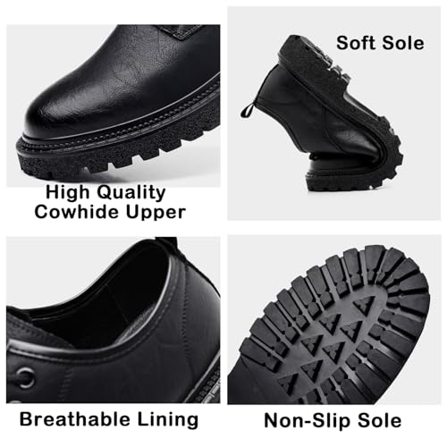 Men's Vintage Leather Lace Up Platform Oxfords Shoes Round Toe Low-Top Non-Slip Soft Business Formal Dress Shoes2