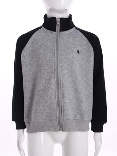 Kids Boys Girls Color Block Zipper Jacket Coat Long Sleeve Stand Collar Sweatshirt School Uniforms4