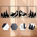 ESTART 4 PCS Metal Mountain Wall Art, Large Mountains Wall Decor, Mountain Forest Decorative Painting Suitable For Living Room Bedroom Office Indoor And Outdoor (50x15.7 inches/127x40 cm, Mountain Forest)