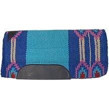 24 X 24 Wool Pony Saddle Pad with Fleece Bottom with Blue and Pink Accent