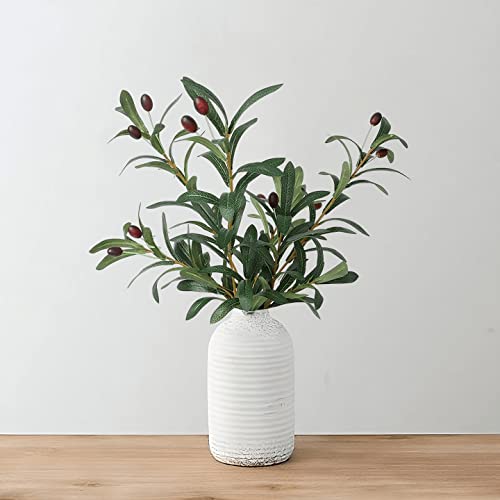 Annie&Panda 3 Pack Realistic Tall Artificial Olive Branch For Vases, Fake Greenery Faux Olive Stems For Vase Fake Olive Tree Branches Faux Eucalyptus Stems With Fruit 28 Inch For Home Wedding Decor #TOP6