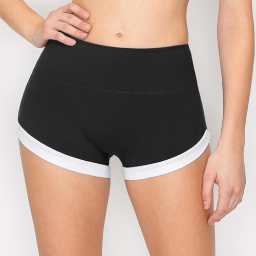 Image of ALWAYS Women's Super Soft Casual Yoga Workout Shorts with Hem Black White S