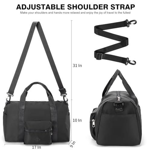 Image of For United Airline 17x10x9 Inches Personal Item Underseat Travel duffle bag, ports Tote Gym Bag,Shoulder Weekender Overnight Bag (Black)