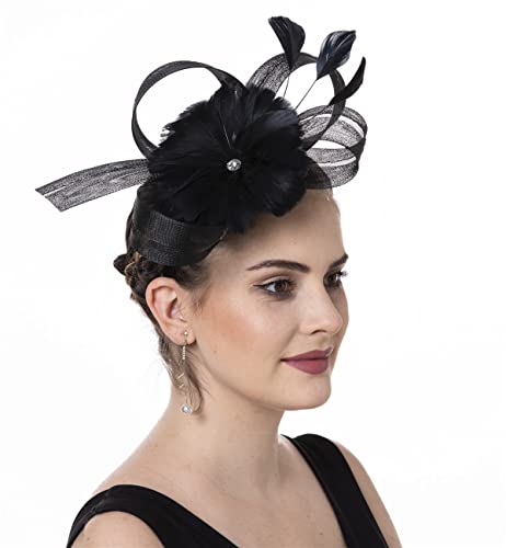 Saferin Butterfly Fascinator Hat Kentucky Derby Fascinators Halloween Costume Party Bohemian Wedding Headpiece(Sz2-Black) #TOP5