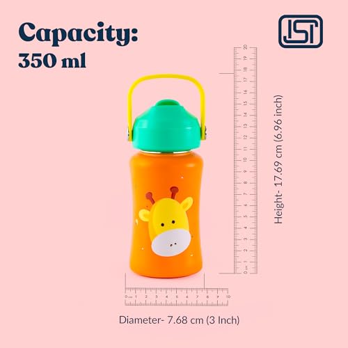 Image of rabitat Steel Play 3.0 Water Bottle for School Kids 450ml, 1+1 Year Brand Warranty | Steel Water Bottle | Steel Bottles | BPA-Free Leak-Proof, Flip-Lock Sipper, EasyCarry Handle Little Boss