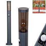  Lámpara de exterior Sessa de Hofstein, con detector de movimiento de metal/plástico en antracita/ahumado o blanco, moderna para jardín, exterior, patio, terraza, altura 80 cm, E27, IP44