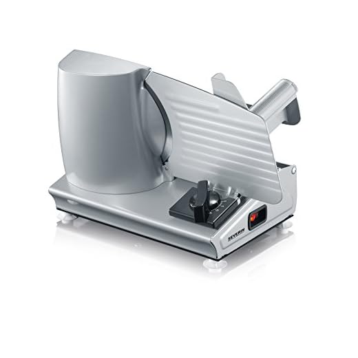SEVERIN - Cortafiambres eléctrico con corte 0 - 15 mm, cortadora de fiambre apta para carne, pan y queso,máquina para cortar, rebanadora con protector de dedos,38 x25x27,6 cm, plateado, 180 W, AS 3915