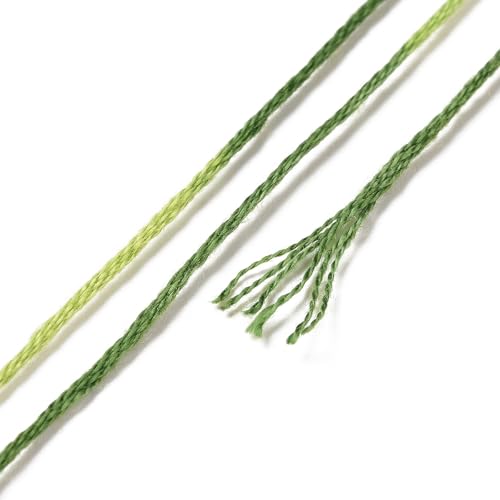 Image of FASHEWELRY 10 Skeins Embroidery Floss Friendship Bracelet String Threads 6-Ply 0.5mm Green Cross Stitch Embroidery Thread for Sewing Bracelet Making Stitching Crafts