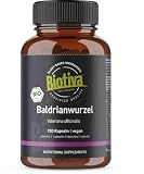 Biotiva Cápsulas de valeriana orgánica 150 piezas - raíz de valeriana molida - 700 mg por cápsula - llenada y verificada en Alemania - vegana