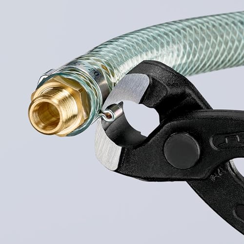 Knipex Tools 10 98 i220 Alicate de grampo de orelha de 22 cm, apenas mandíbula frontal, vermelho