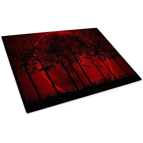 Red Black Moon Trees Glass Worktop Saver Cover