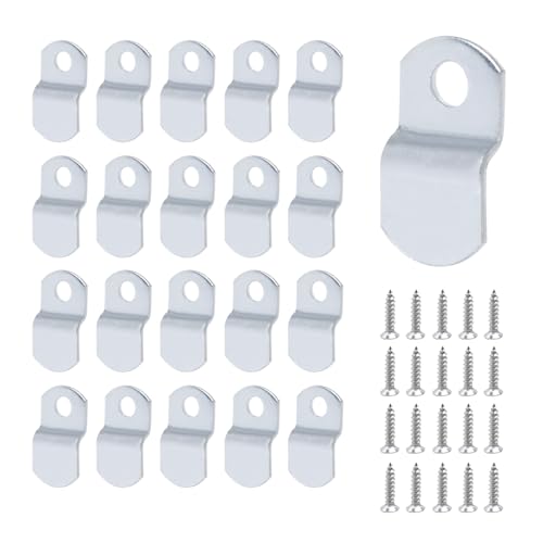 Image of T Tulead 1 /8 inch Canvas Clips for Picture Framing Single Hole, Offset Canvas Clips Pack of 20 with Screws