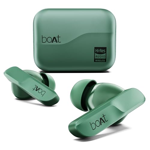 Image of boAt Airdopes 800 HiDef, Hi-Res Audio LDAC, 4Mic ENx, App Support, ASAP Charge, IPX5, Low Latency, Dual Pairing, BTv5.3, Bluetooth TWS in Ear Earbuds Wireless Earphones (Emerald Green)