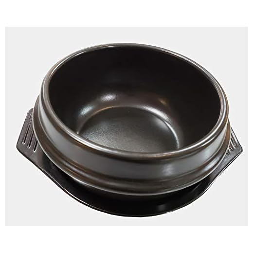 Black Dolsot/Stone Bowl w/Black Tray for Hot Pot/Bibimbap & Korean Food (1, 5.5 Inch (24 oz))