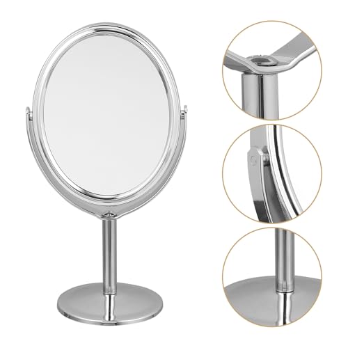 Espejo maquillaje de mesa doble cara Alipis plateado miniatura 6