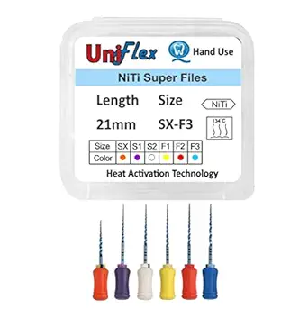 Uniflex Hand Protaper 21mm NiTi Blue Super Files Heat Activation Technology (6 pcs) SX, S1, S2, F1, F2, F3