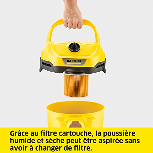 Kärcher Aspirateur Multifonction WD 2 Plus V-12/4/18/C, Fonction Soufflerie, Puissance : 1000 W, Cuve PVC : 12 l, Flexible : 1,8 m, avec Filtre Cartouche, Sachet Filtre Ouate, Suceur Sol/Fentes - Image 3