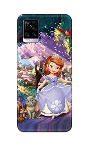 Image of PRINTFIDAA Cartoon Little Girl with Crown and Pet Animals Printed Designer Hard Case for Vivo V20 Back Cover -(e) RPM1008