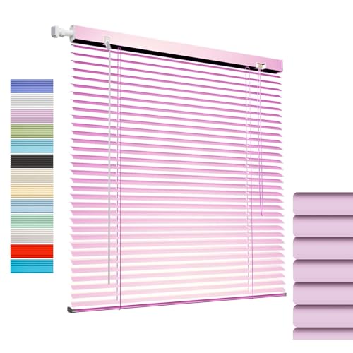 Persiana Veneciana para Ventana, Persianas Venecianas Aluminio Interior, Lamas 25mm Sin Taladrar, Estor Horizontales Ajustable Privacidad Blackout para Cocina Oficina(Pink)