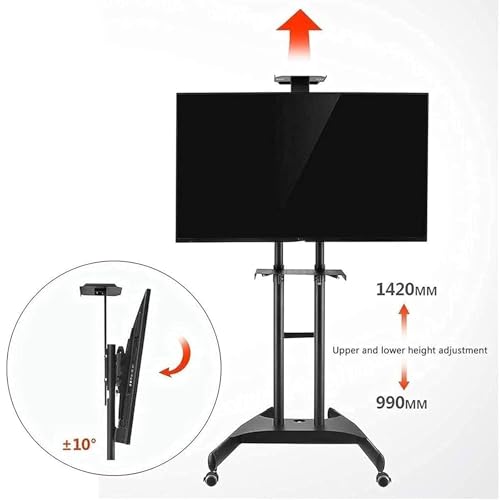 Carro móvil para TV con soporte ajustable y ruedas miniatura 4