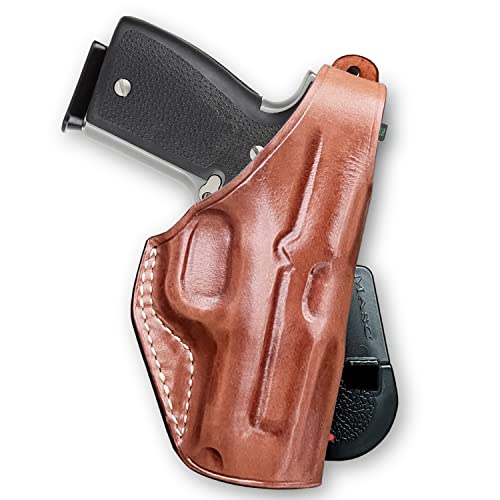 Premium Leather Owb Paddle Holster With Thumb Break Fits, Kahr K9/P40/Cw40/P45/Cw45, Pm9, Pm45, P380, Cm9, Right Hand Draw, Brown Color (Kahr K9/P40/Cw40/P45/Cw45) #1112# #TOP24