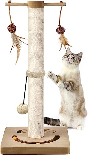 AUSCAT 猫爪とぎポール マルチ猫おもちゃ 遊び放題 猫つめとぎ スクラッチポール 安定 頑丈 長持ち 運動不足やストレス解消 天然サイザル麻 2つ組み立て方法