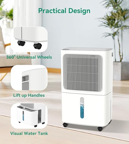 Image of VEAGASO 34 Pint /D, 2500 Sq.Ft Dehumidifier for Basement with Drain Hose