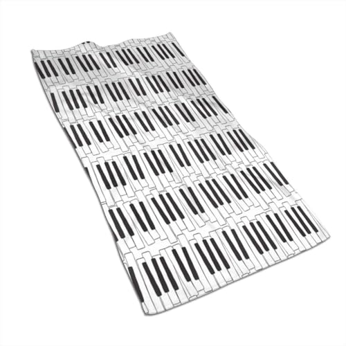 フェイスタオル タオル ピアノ柄 楽器 音楽 吸水 速乾 運動 家庭用スポーツ ジム ランニンぐ ジョギング ふわふわ 柔らかい ( 30cm*70cm )