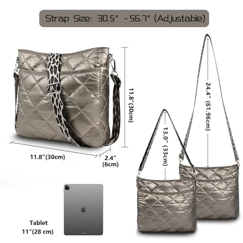 Quilted Crossbody & Puffer Shoulder Bag, Tote with Zipper - Fashion Cotton Quilted Ladies Handbag2