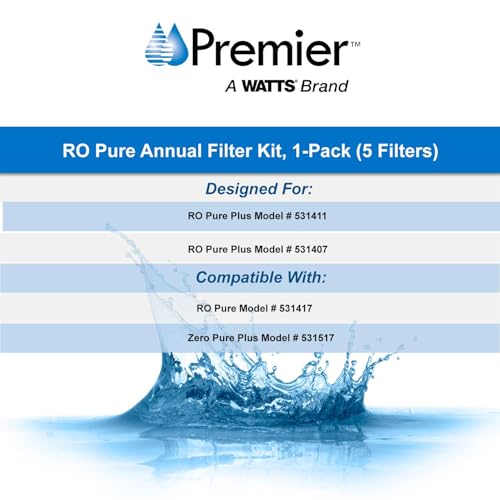 Image of Watts Premier Annual RO Pure 5-Pack Filtration Kit for Pure Plus /Zero Pure Plus Reverse Osmosis System, Push Button Water Filter Replacement, 2 Sediment Filters, 2 Carbon Pre-Filters, 1 Post-Filter