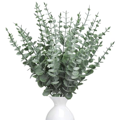 RXKFIGX 30Pcs Hojas de Eucalipto Artificiales, Eucalipto Artificial Ramas Eucalipto Verdes, Decoracion Follaje Artificial para Ramo de Fotos para Decoración de Hogar Oficina Boda