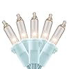 Yuletime 200 clear christmas lights pack of 2 sets 33 feet 100 count ul certified incandescent string lights clear white wire  urban country home decor