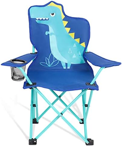 KABOER Kids Outdoor Folding Lawn and Camping Chair with Cup Holder and Carrying Bag,Children's Camping Chairs for Outdoor Beach Travel,Dinosaur Camp Chair