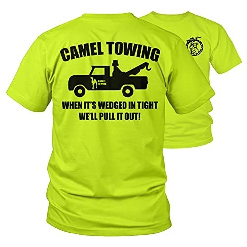 Armed American Supply Camel Towing - Hi Vis/Hi Viz Funny Construction Safety Work Shirt (XL)