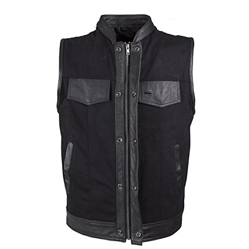 Amazon.com: Mens Black Denim Biker Vest 