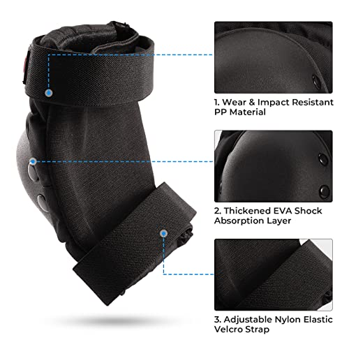 SKT HP Skateboard Protective Gear Adult Knee Pads for Women Men Youth Wrist Guards for Roller Skating Skate Pads Guards Black - Thumbnail 3