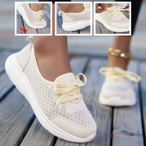 Women's Soft Sole Mesh Comfort Orthopedic Sneakers with Arch Support Non-Slip Breathable Low Top Lace Up Walking Shoes Diabetic & Nurse Shoes3