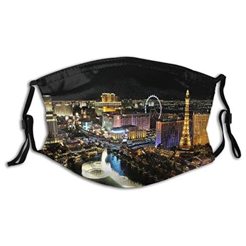 YUDILINSA Face Cover,Las Vegas Nightscape,Balaclava Unisex Reusable Windproof Anti Dust Mouth Bandanas Outdoor Camping Motorcycle Running Neck Gaiter With 2 Filters Cover