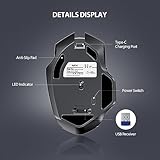 INPHIC Bluetooth Mouse, [Upgraded] Multi-Device Silent Rechargeable Wireless Mouse (Tri-Mode: BT 5.0/4.0+2.4G), 1600DPI Ergonomic Portable Mouse for Laptop PC Computer Mac, Grey - Image 9