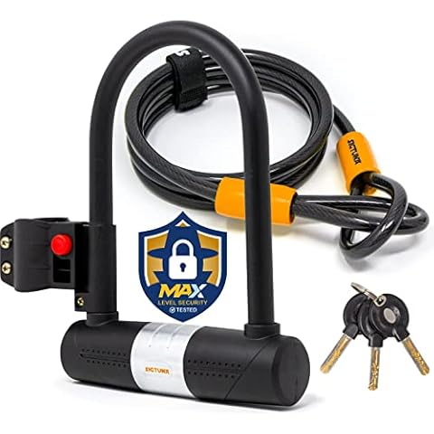 Bike U-Lock - Sigtuna Bike Lock Heavy Duty Anti-Theft with 4ft/1.2m Cable, Bicycle U-Lock with Sturdy Mounting Bracket for Mountain Bikes, Ebikes, Scooters Cover